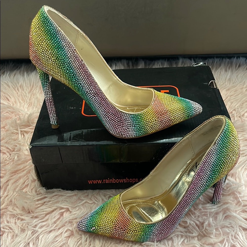 Rouge! Red and Pink High Heels with Iridescent Finish